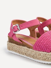 Linzi Pink Panama Two Part Raffia Flatform Sandals - Image 5 of 5