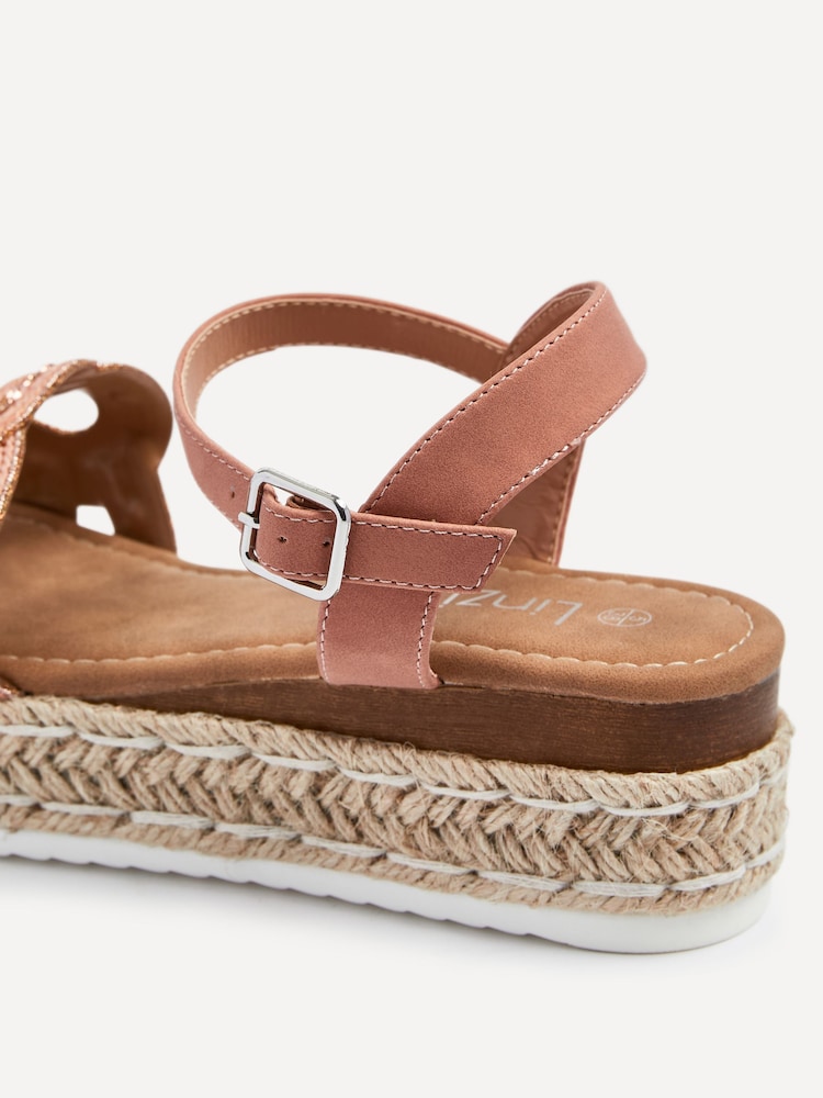 Linzi Gold Bondi Flatform Sandals With Embellished Linked Upper - Image 5 of 5