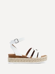 Linzi White Dakota Flatform Sandals With Round Interlinked Upper Design - Image 2 of 5