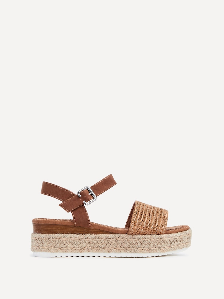 Linzi Brown Panama Two Part Raffia Flatform Sandals - Image 2 of 5