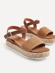 Linzi Brown Panama Two Part Raffia Flatform Sandals - Image 4 of 5