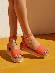 Linzi Orange Resort Two-Part Espadrille Sandals - Image 1 of 5
