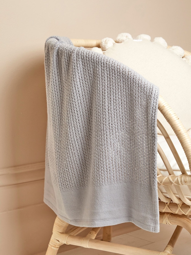 JoJo Maman Bébé Soft Grey Woven Cellular Blanket - Image 1 of 4