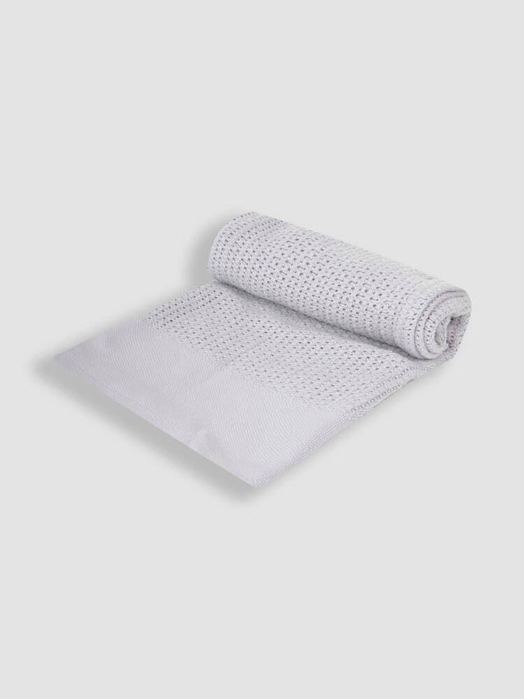 JoJo Maman Bébé Soft Grey Woven Cellular Blanket - Image 4 of 4