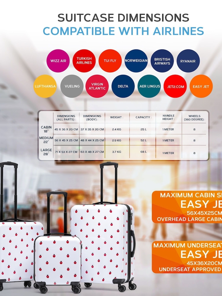 Flight Knight Medium and Small Carry-On For EasyJet Hardcase Travel Suitcase Set Of 2 - Image 9 of 9