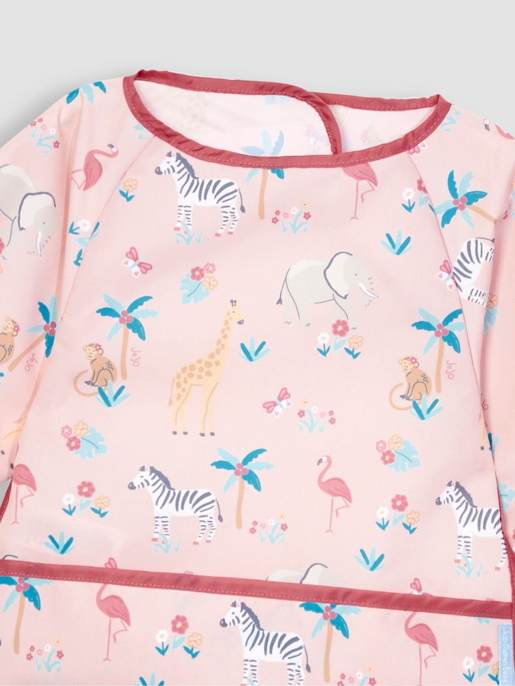 JoJo Maman Bébé Pink Safari Deluxe Sleeved Bib - Image 4 of 4
