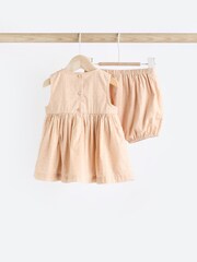 Beige Crochet Detail Baby 100% Cotton Woven Dress And Bloomer Set (0mths-2yrs) - Image 5 of 13