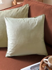Furn Green/Sage Meridian Velvet 45 x 45cm Cushion Cover - Image 1 of 5