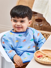 JoJo Maman Bébé Blue Dino Deluxe Sleeved Bib - Image 1 of 5
