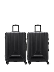 Flight Knight Medium Check-In Hold Luggage Hardcase Travel Black Suitcases Set Of 2 - Image 1 of 5
