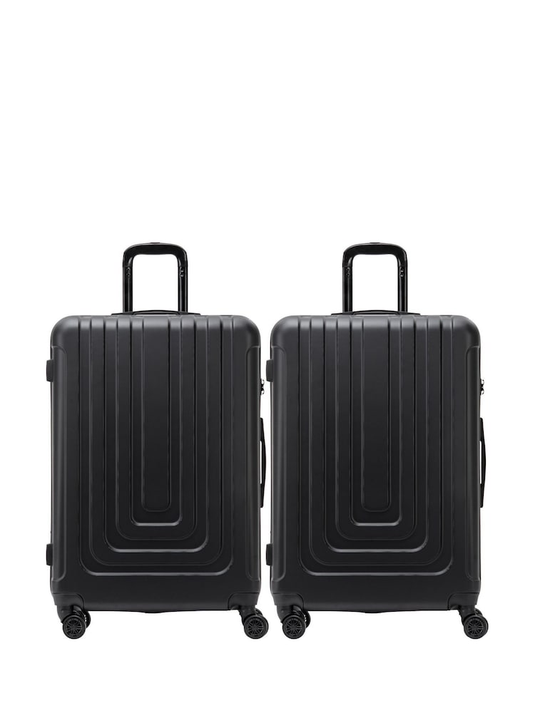 Flight Knight Medium Check-In Hold Luggage Hardcase Travel Black Suitcases Set Of 2 - Image 1 of 5