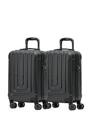 Flight Knight Medium Check-In Hold Luggage Hardcase Travel Black Suitcases Set Of 2 - Image 4 of 5