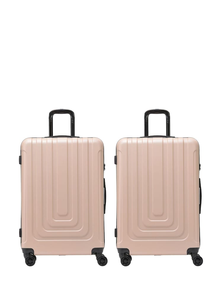Flight Knight Medium Check-In Hold Luggage Hardcase Travel Black Suitcases Set Of 2 - Image 1 of 7