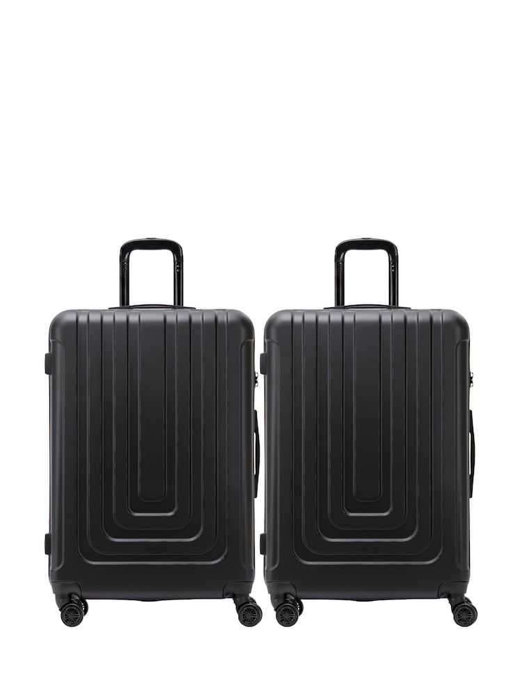 Flight Knight Large Black Check-In Hold Luggage Hardcase Travel Suitcases Set of 2 - Image 1 of 5