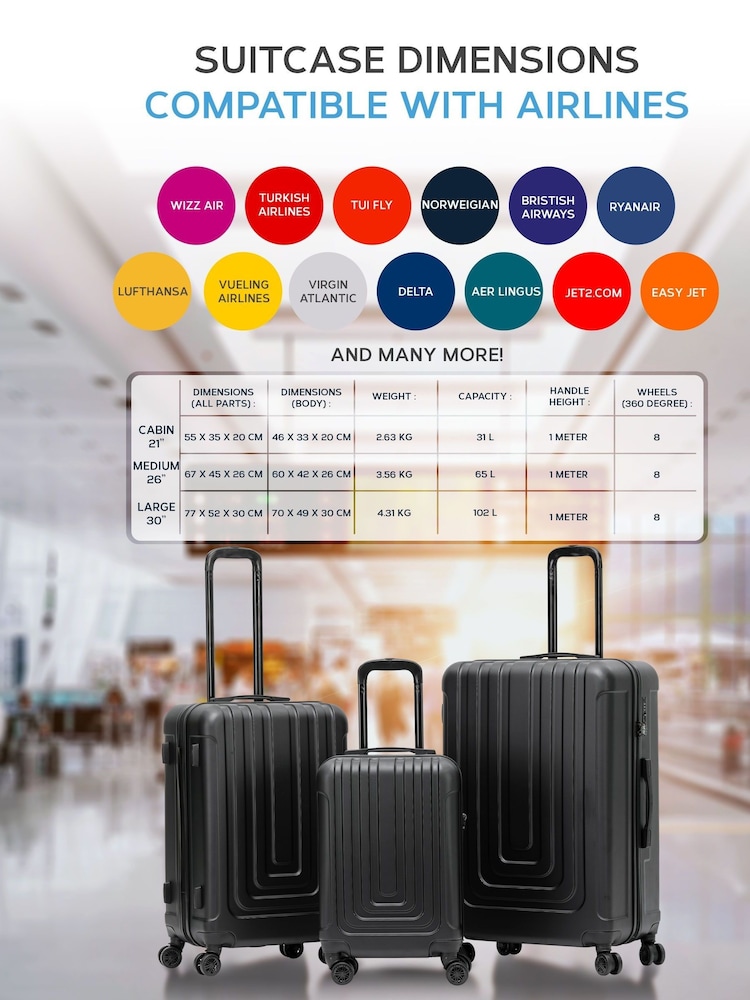 Flight Knight Medium and Large Check-In Hold Luggage Hardcase Travel Suitcases Set Of 2 - Image 7 of 7