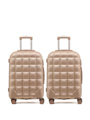 Flight Knight Medium Check-In Hold Luggage Bubble Hardcase Travel Brown Suitcases Set Of 2 - Image 1 of 8