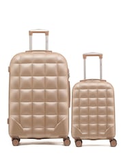 Flight Knight Medium Check-In Hold Luggage Bubble Hardcase Travel Brown Suitcases Set Of 2 - Image 2 of 8