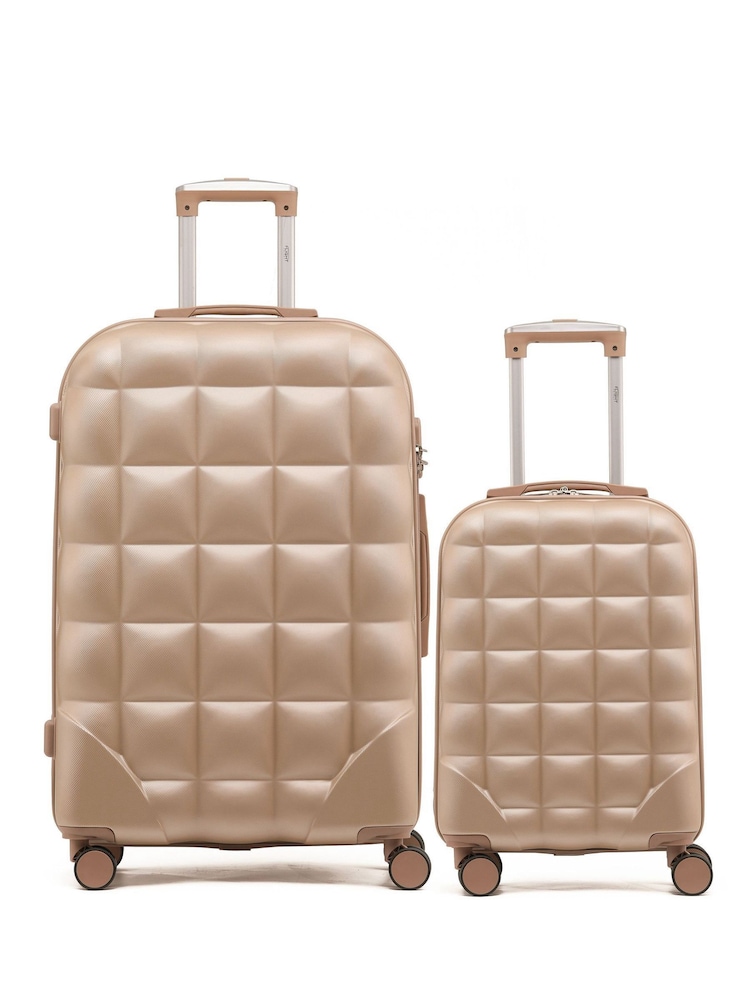 Flight Knight Medium Check-In Hold Luggage Bubble Hardcase Travel Brown Suitcases Set Of 2 - Image 2 of 8