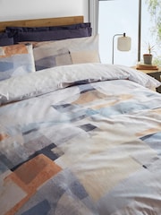 Blue Large Geometric 100% Cotton Reversible Duvet Cover and Pillowcase Set - Image 2 of 4