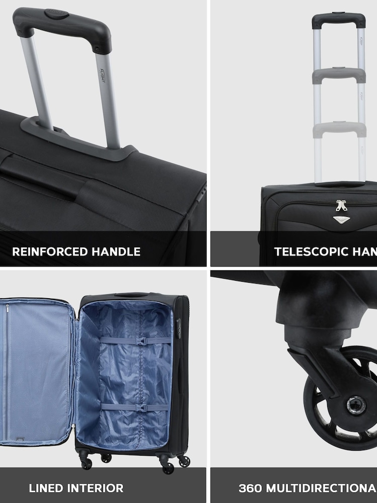 Flight Knight Medium & Large Check-In Hold Luggage Soft Case Travel Suitcases Set of 2 - Image 8 of 8