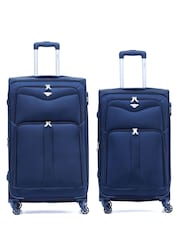 Blau - Flight Knight Mittelgroßer Check-in-Weichschalenkoffer und kleiner Handgepäck-Weichschalenkoffer im 2er-Set - Bild 1 von 7