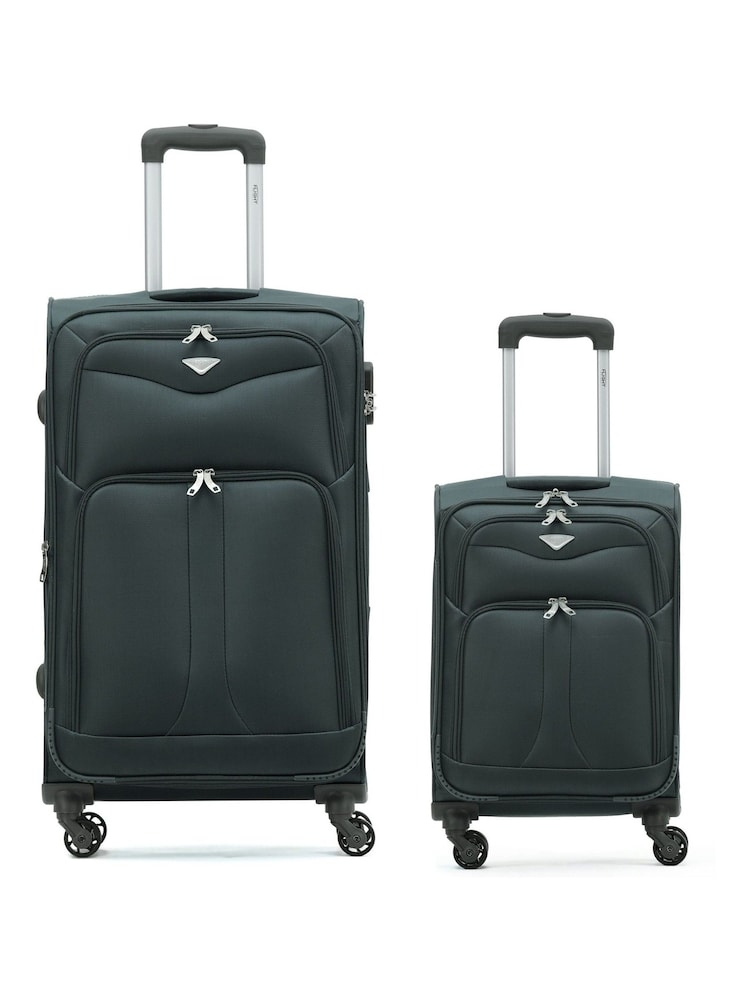 Flight Knight Medium & Large Check-In Hold Luggage Soft Case Travel Black Suitcases Set Of 2 - Image 1 of 7