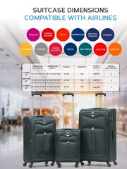 Flight Knight Medium & Large Check-In Hold Luggage Soft Case Travel Black Suitcases Set Of 2 - Image 2 of 7