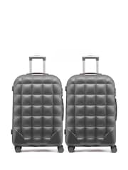 Flight Knight Set Of 2 Large Check-In Hold Luggage Bubble Hardcase Travel Black Suitcases - Image 1 of 8