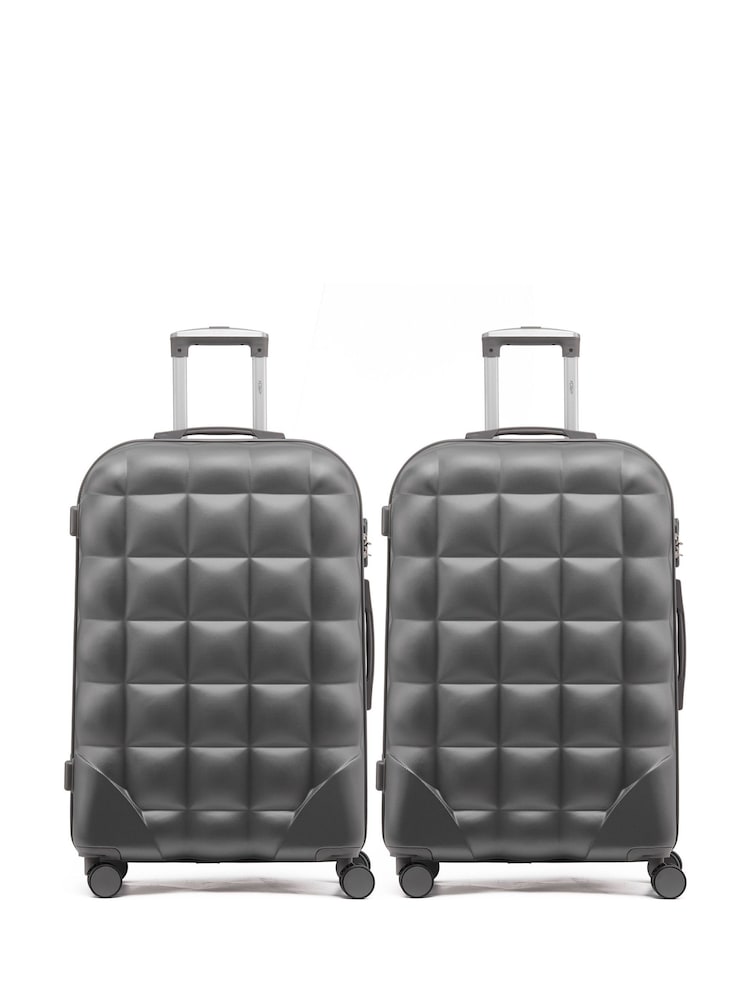 Flight Knight Set Of 2 Large Check-In Hold Luggage Bubble Hardcase Travel Black Suitcases - Image 1 of 8