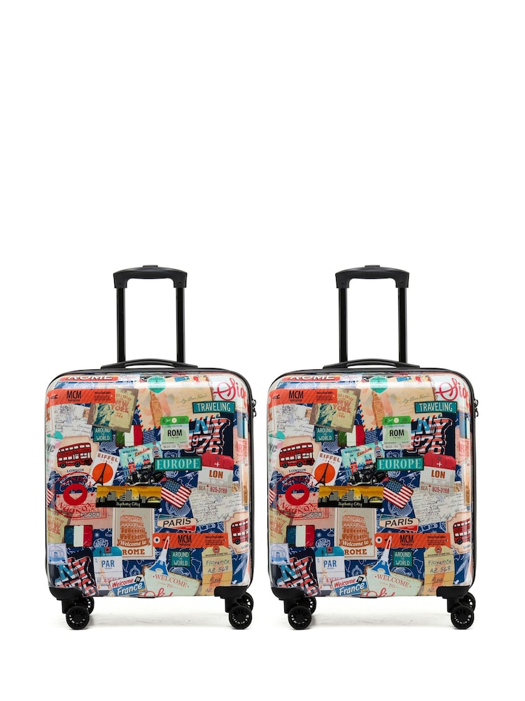 Flight Knight Medium Check-In Hold Luggage Hardcase Travel Pink Suitcases Set Of 2 - Image 1 of 6