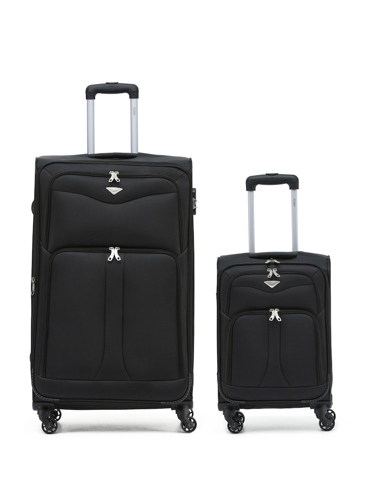 Flight Knight Large Check-In & Small Carry-On Soft Case Travel Black Suitcases Set Of 2 - Image 1 of 1