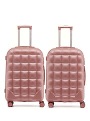 Flight Knight Medium Check-In Hold Luggage Bubble Hardcase Travel Brown Suitcases Set Of 2 - Image 1 of 11