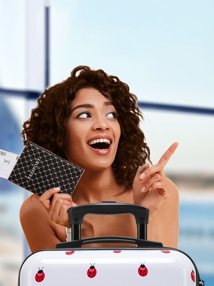 Schwarz/Gold/Sterne - Flight Knight Mittelgroßes Check-In Hartschalen-Gepäckkoffer-Set mit 2 - Bild 7 von 7