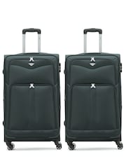 Flight Knight Set Of 2 Large Check-In Hold Luggage Soft Case Travel Navy Suitcases - Image 1 of 1