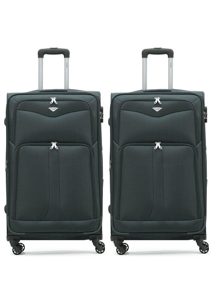Flight Knight Set Of 2 Large Check-In Hold Luggage Soft Case Travel Navy Suitcases - Image 1 of 1