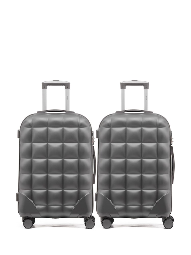 Flight Knight Medium Check-In Hold Luggage Bubble Hardcase Travel Brown Suitcases Set Of 2 - Image 1 of 9