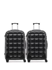 Flight Knight Set Of 2 Large Check-In Hold Luggage Bubble Hardcase Travel Black Suitcases - Image 1 of 6