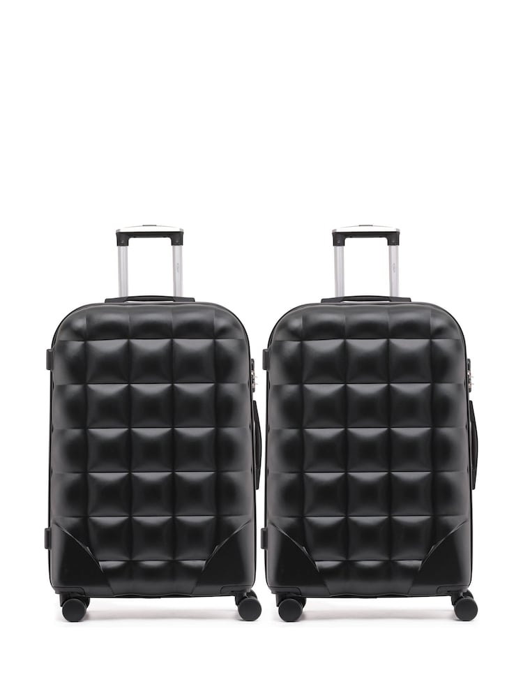 Flight Knight Set Of 2 Large Check-In Hold Luggage Bubble Hardcase Travel Black Suitcases - Image 1 of 6