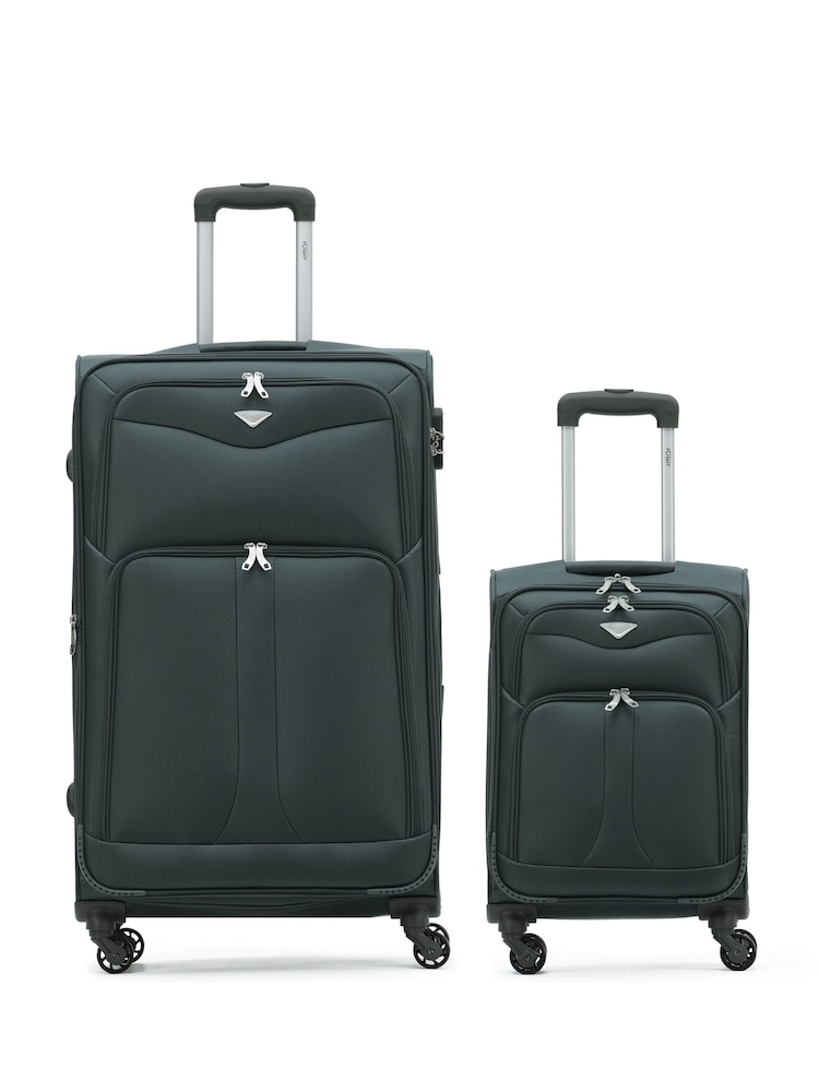 Flight Knight Large Check-In & Small Carry-On Soft Case Travel Black Suitcases Set Of 2 - Image 1 of 1