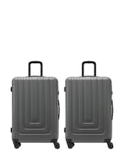 Flight Knight Medium Check-In Hold Luggage Hardcase Travel Black Suitcases Set Of 2 - Image 1 of 7