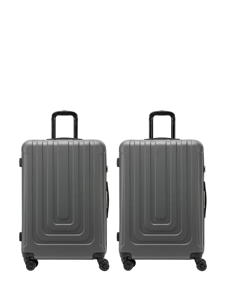 Flight Knight Medium Check-In Hold Luggage Hardcase Travel Black Suitcases Set Of 2 - Image 1 of 7