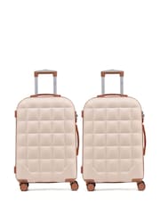 Flight Knight Medium Check-In Hold Luggage Bubble Hardcase Travel Brown Suitcases Set Of 2 - Image 1 of 6