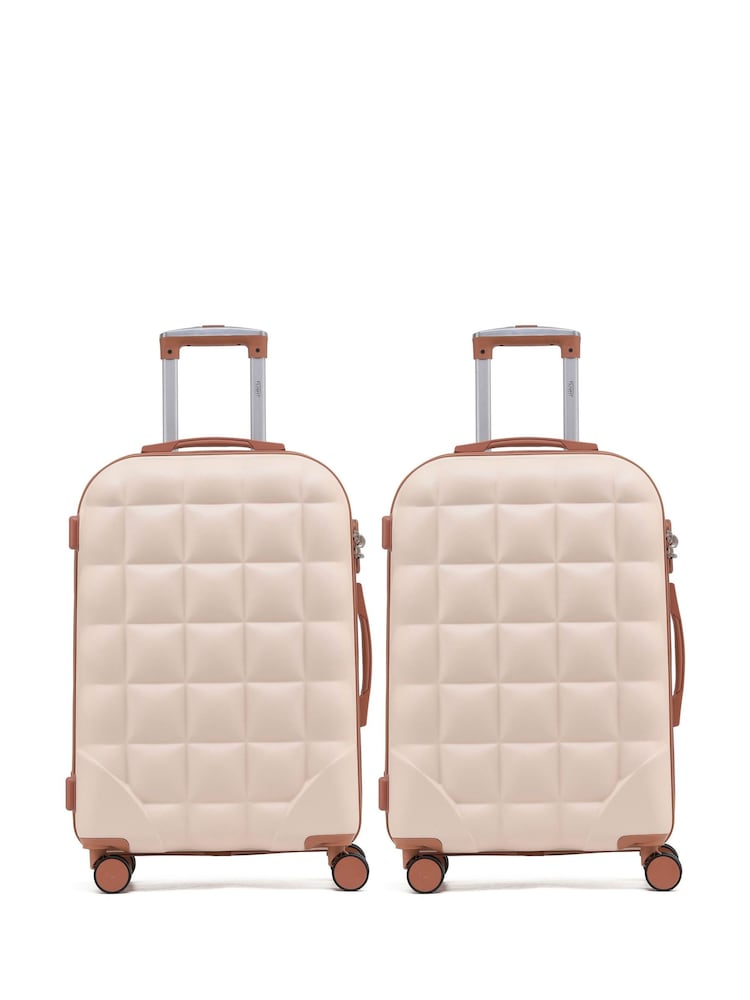 Flight Knight Medium Check-In Hold Luggage Bubble Hardcase Travel Brown Suitcases Set Of 2 - Image 1 of 6