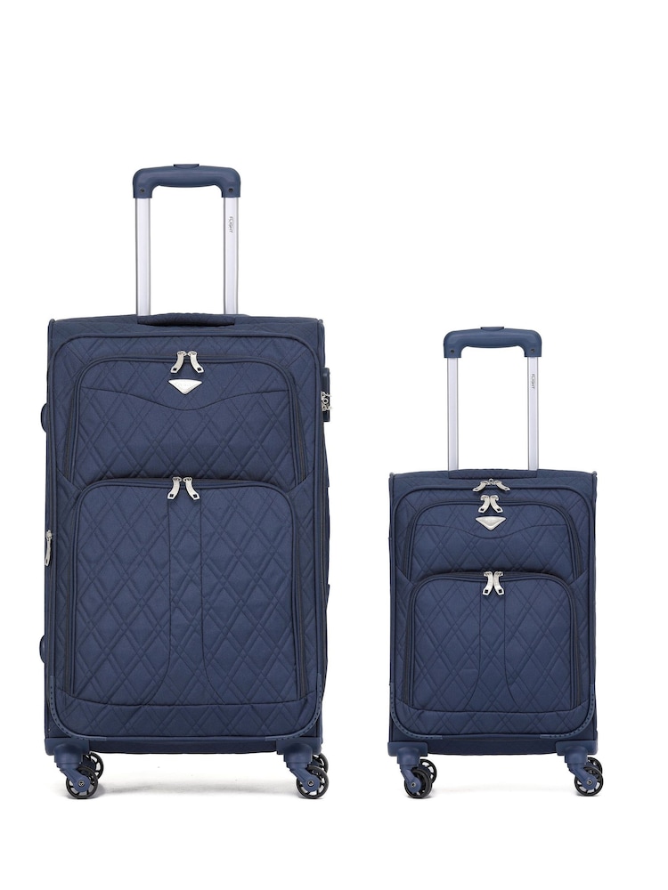 Flight Knight Medium & Large Check-In Hold Luggage Soft Case Travel Black Suitcases Set Of 2 - Image 1 of 6