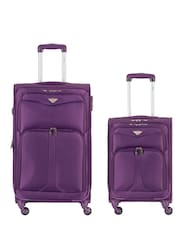 Flight Knight Medium & Large Check-In Hold Luggage Soft Case Travel Black Suitcases Set Of 2 - Image 1 of 2