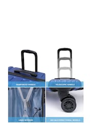 Azul - Juego de 2 maletas de viaje de carcasa rígida con relieve: una pequeña de cabina y una mediana para facturar de Flight Knight - Imagen 2 de 6