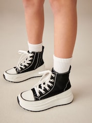 Black Extra Chunky Lace-Up With Zip Trainers - Image 3 of 9
