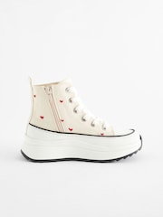 Heart Embroidered Neutral Extra Chunky Lace-Up With Zip Trainers - Image 2 of 6