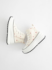 Heart Embroidered Neutral Extra Chunky Lace-Up With Zip Trainers - Image 4 of 6