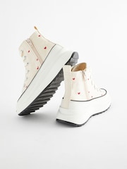 Heart Embroidered Neutral Extra Chunky Lace-Up With Zip Trainers - Image 5 of 6